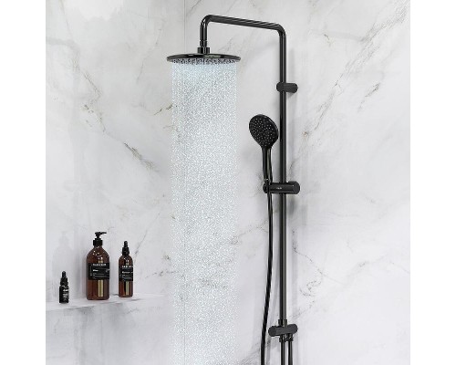 Комплект душевого уголка с душевой системой и аксессуарами AM.PM Gem 80x80 WK90EM профиль Черный матовый стекло прозрачное