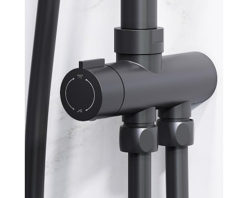 Комплект душевого уголка с душевой системой и аксессуарами AM.PM Gem 80x80 WK90EM профиль Черный матовый стекло прозрачное