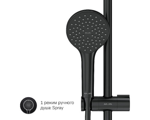 Комплект душевого уголка с душевой системой и аксессуарами AM.PM Gem 80x80 WK90EM профиль Черный матовый стекло прозрачное