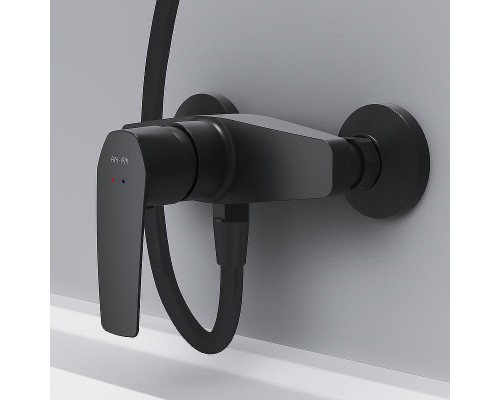 Комплект душевого уголка с душевой системой и аксессуарами AM.PM Gem 80x80 WK90EM профиль Черный матовый стекло прозрачное