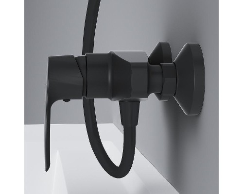 Комплект душевого уголка с душевой системой и аксессуарами AM.PM Gem 80x80 WK90EM профиль Черный матовый стекло прозрачное