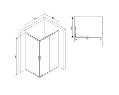 Душевой уголок AM.PM Gem S 120х80 W93G-404-120280-BT профиль Черный матовый стекло прозрачное
