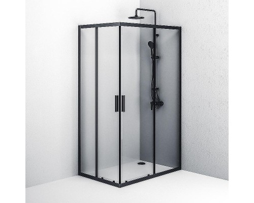 Комплект душевого уголка с душевой системой и аксессуарами AM.PM Gem S 120x80 WK93ER профиль Черный матовый стекло прозрачное