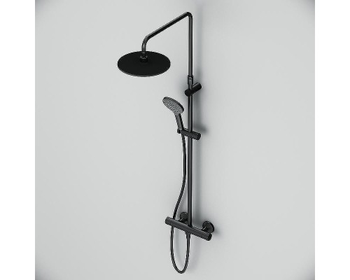 Комплект душевого уголка с душевой системой и аксессуарами AM.PM Gem S 120x80 WK93ER профиль Черный матовый стекло прозрачное