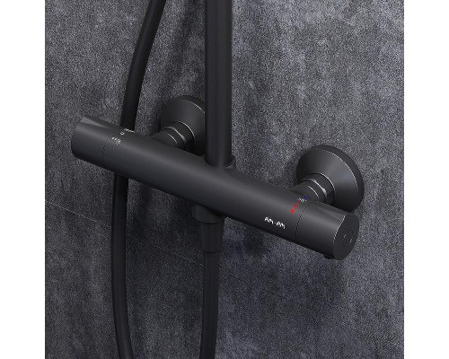 Комплект душевого уголка с душевой системой и аксессуарами AM.PM Gem S 120x80 WK93ER профиль Черный матовый стекло прозрачное