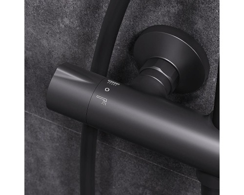 Комплект душевого уголка с душевой системой и аксессуарами AM.PM Gem S 120x80 WK93ER профиль Черный матовый стекло прозрачное