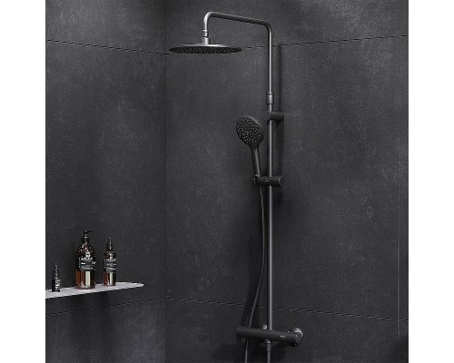 Комплект душевого уголка с душевой системой и аксессуарами AM.PM Gem S 120x80 WK93ER профиль Черный матовый стекло прозрачное