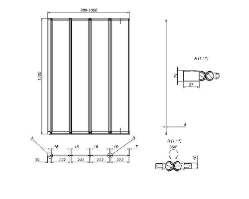 Шторка на ванну AM.PM Like 100 W80BS-100-140CT профиль Хром матовый стекло прозрачное