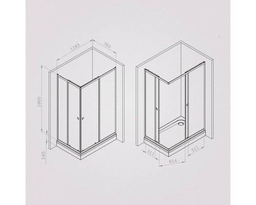 Душевой уголок AM.PM Sunny 120х80 W87G-403-12080-MT профиль Хром матовый стекло прозрачное