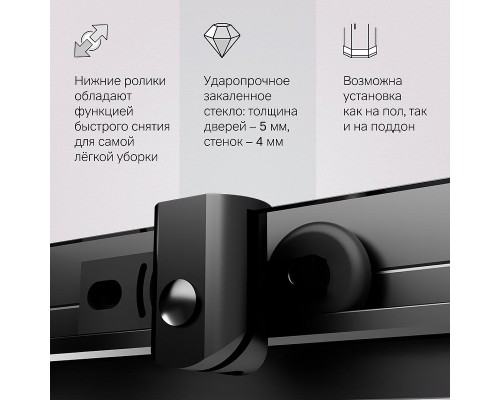 Душевой уголок AM.PM Sunny 80х80 W87G-403-8080-BT профиль Черный матовый стекло прозрачное