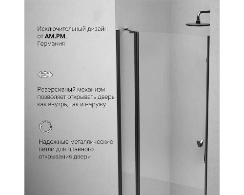 Душевая дверь AM.PM Sunny 100 W87G-100-1P-BT профиль Черный матовый стекло прозрачное