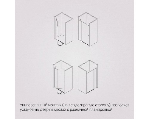 Душевая дверь AM.PM Sunny 100 W87G-100-1P-BT профиль Черный матовый стекло прозрачное