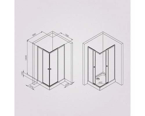 Душевой уголок AM.PM X-Joy 100х80 W94G-403-100280-BT1K профиль Черный матовый стекло прозрачное