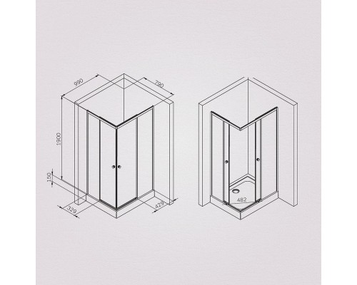 Душевой уголок AM.PM X-Joy 100х80 W94G-403-100280-MT1K профиль Хром матовый стекло прозрачное