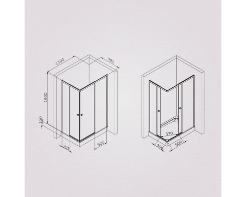 Душевой уголок AM.PM X-Joy 120х80 W94G-403-120280-MT1K профиль Хром матовый стекло прозрачное