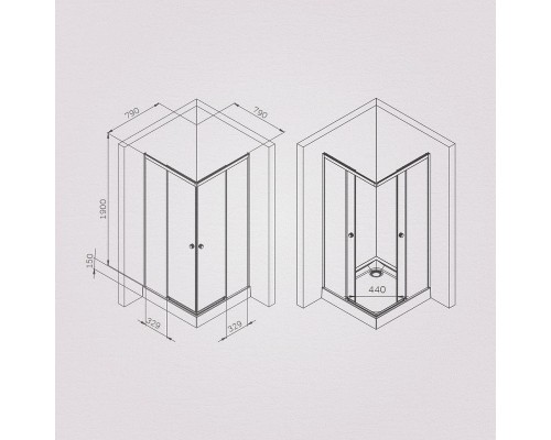 Душевой уголок AM.PM X-Joy 80х80 W94G-403-8080-MT1K профиль Хром матовый стекло прозрачное