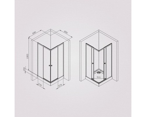 Душевой уголок AM.PM X-Joy 90х90 W94G-403-9090-BT1K профиль Черный матовый стекло прозрачное