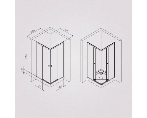 Душевой уголок AM.PM X-Joy 90х90 W94G-403-9090-MT1K профиль Хром матовый стекло прозрачное