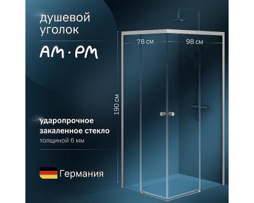 Душевой уголок AM.PM X-Joy 100х80 W94G-403-10080-MT профиль Хром матовый стекло прозрачное