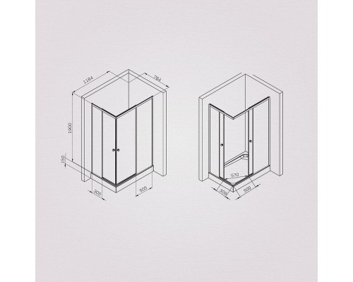 Душевой уголок AM.PM X-Joy 120х80 W94G-403-12080-BT профиль Черный матовый стекло прозрачное