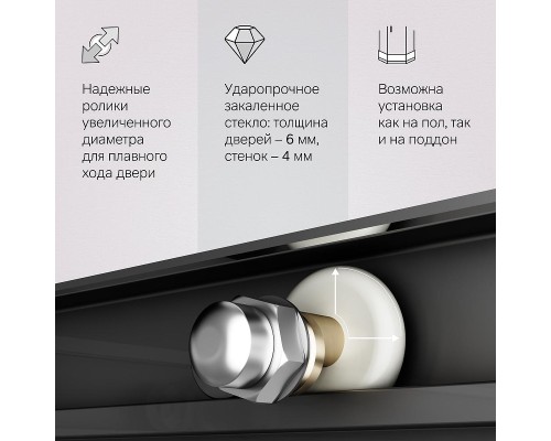 Душевой уголок AM.PM X-Joy 90х90 W94G-403-9090-BT профиль Черный матовый стекло прозрачное