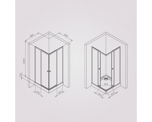 Душевой уголок AM.PM X-Joy 90х90 W94G-403-9090-BT профиль Черный матовый стекло прозрачное