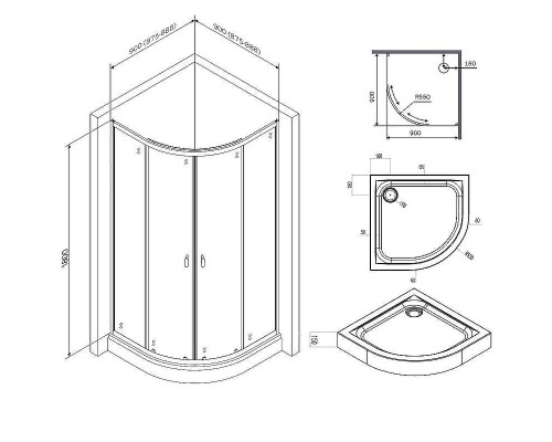 Душевой уголок AM.PM X-Joy 90х90 W88E-205-090MT64 профиль Хром матовый стекло прозрачное