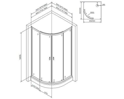 Душевой уголок AM.PM X-Joy 80х80 W88G-205-080MT64 профиль Хром матовый стекло прозрачное