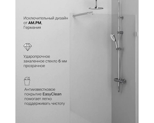 Душевая перегородка AM.PM X-Joy 100 W94WI-100-F1-MTE профиль Хром матовый стекло прозрачное