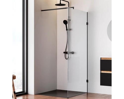 Душевая перегородка AM.PM X-Joy 90 W94WI-90-F1-BTE профиль Черный матовый стекло прозрачное