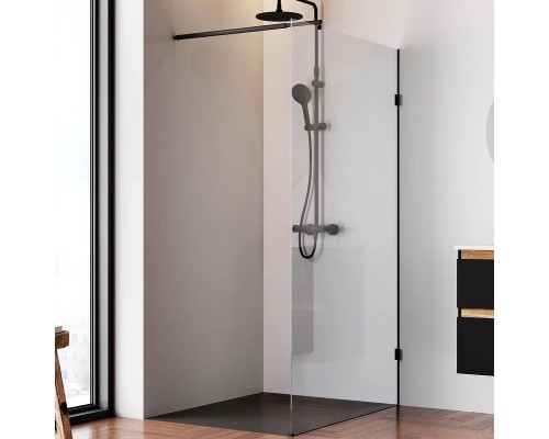Душевая перегородка AM.PM X-Joy 110 W94WI-110-F1-BTE профиль Черный матовый стекло прозрачное