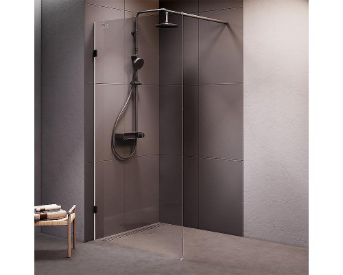 Душевая перегородка AM.PM X-Joy 100 W94UWI-100-F1-BTE профиль Черный матовый стекло прозрачное