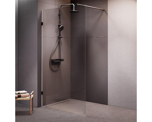 Душевая перегородка AM.PM X-Joy 110 W94UWI-110-F1-BTE профиль Черный матовый стекло прозрачное