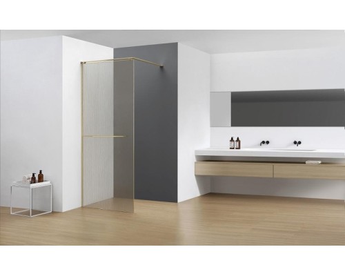 Душевая перегородка AQUAme 100 AQM3720-3-10 профиль Золото шлифованное стекло лен