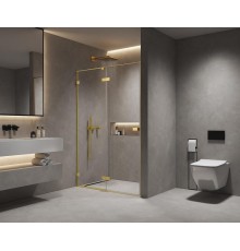Душевая дверь AQUAme 120 AQM7408-3-12 профиль Золото шлифованное стекло прозрачное
