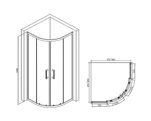 Душевой уголок Abber 90х90 AG01090B профиль Черный стекло прозрачное