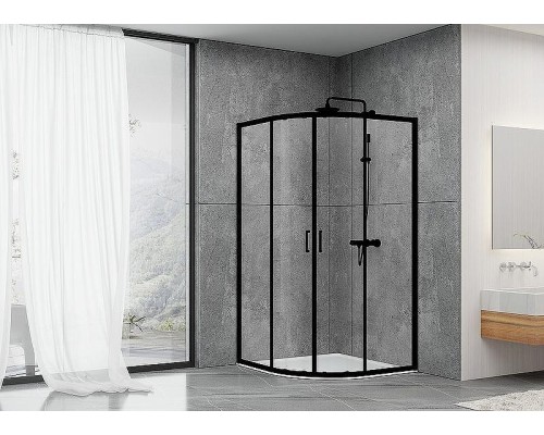 Душевой уголок Abber 80х80 AG01080B профиль Черный стекло прозрачное