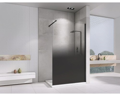 Душевая перегородка Abber Immer Offen 100 AG69101BD профиль Черный стекло прозрачное тонированное