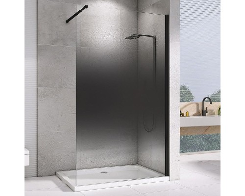 Душевая перегородка Abber Immer Offen 120 AG69123BS профиль Черный стекло прозрачное тонированное