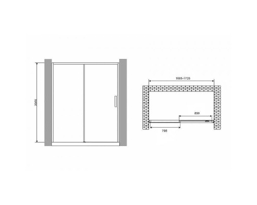 Душевая дверь Abber Komfort 170 AG93170B профиль Черный стекло прозрачное