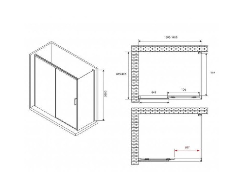 Душевой уголок Abber Komfort 140x90 AG93140B-S92B профиль Черный стекло прозрачное