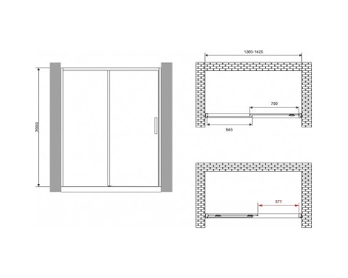 Душевая дверь Abber Komfort 140 AG93140B профиль Черный стекло прозрачное