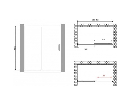 Душевая дверь Abber Komfort 130 AG93130 профиль Хром стекло прозрачное