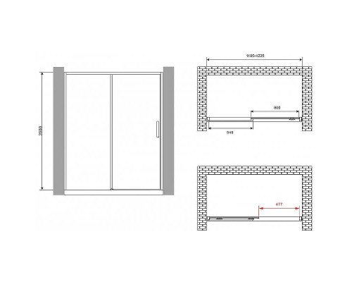 Душевая дверь Abber Komfort 120 AG93120B профиль Черный стекло прозрачное