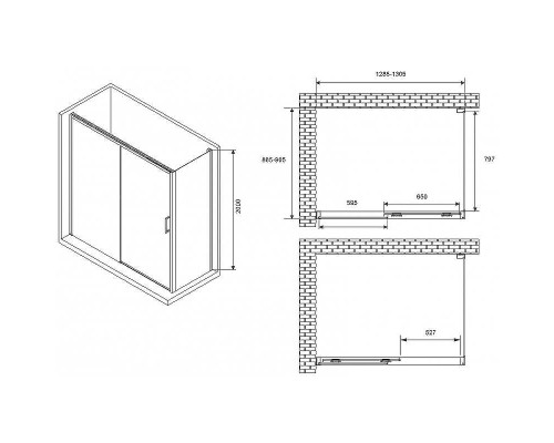 Душевой уголок Abber Komfort 130x90 AG93130B-S92B профиль Черный стекло прозрачное