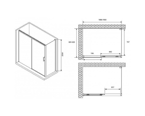 Душевой уголок Abber Komfort 160x90 AG93160B-S92B профиль Черный стекло прозрачное