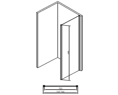 Душевая стенка Abber S90B 90x190 профиль Черный стекло прозрачное