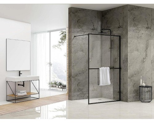 Душевая перегородка Abber AG60120B 120x200 профиль Черный стекло прозрачное