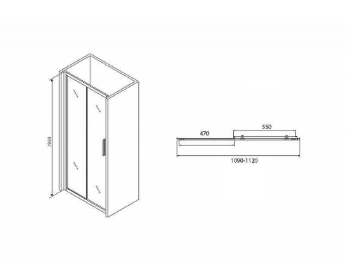 Душевая дверь Abber Schwarzer Diamant 110 AG30110BH профиль Черный стекло прозрачное