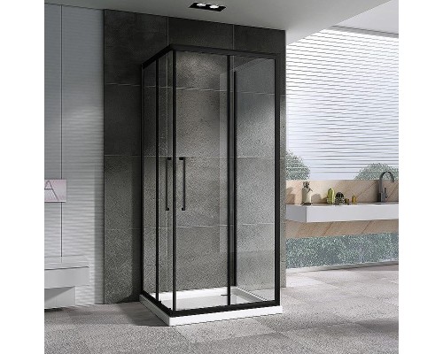 Душевой уголок Abber Schwarzer Diamant 100х100 AG02100BH-S100B профиль Черный стекло прозрачное